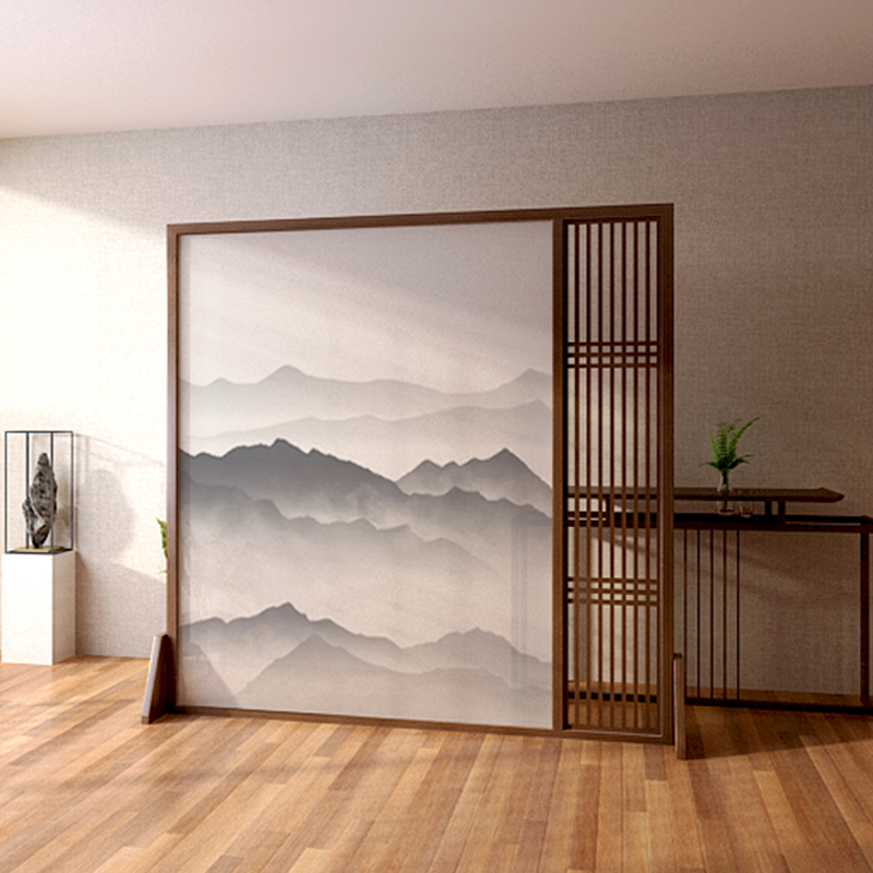 New Chinese screen partition living room solid wood creative decoration bedroom to block home hollow log seat screen