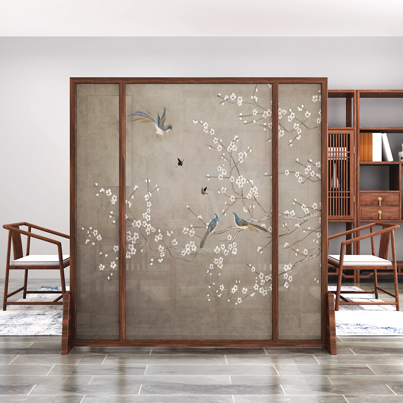 Screen partition living room solid wood decoration new Chinese style bedroom blocking home office simple modern entrance entrance