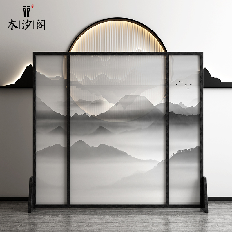 New Chinese Screen Partition Living Room Solid Wood Genguan Modern Brief Bedroom Shelter home Entrance Landscape screen