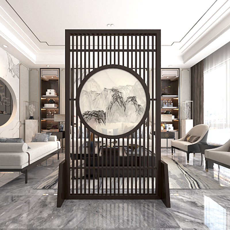 Chinese screen partition room entry into the solid wooden grille decoration of the small household partition wall seat screen