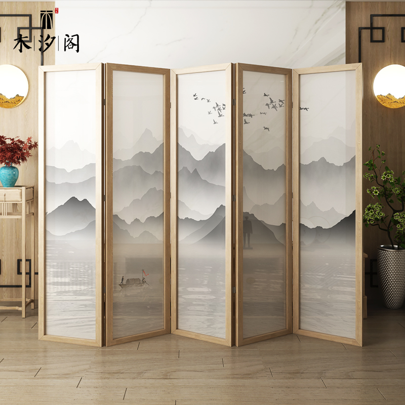 Screen folding mobile partition wall living room simple modern new Chinese style bedroom to block the home hotel entrance folding screen