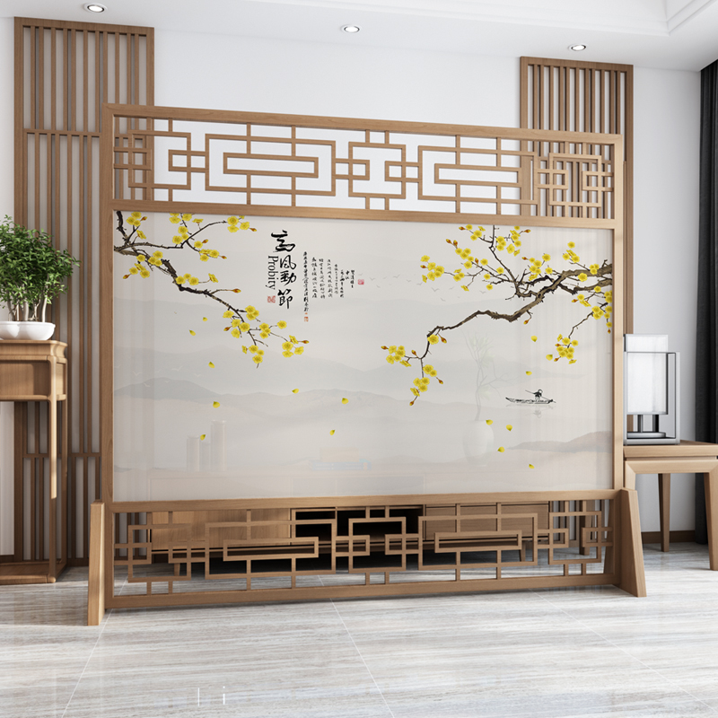 Screen partition Living room In-door shielded solid wood decoration New Chinese style entry into the home screen partition wall