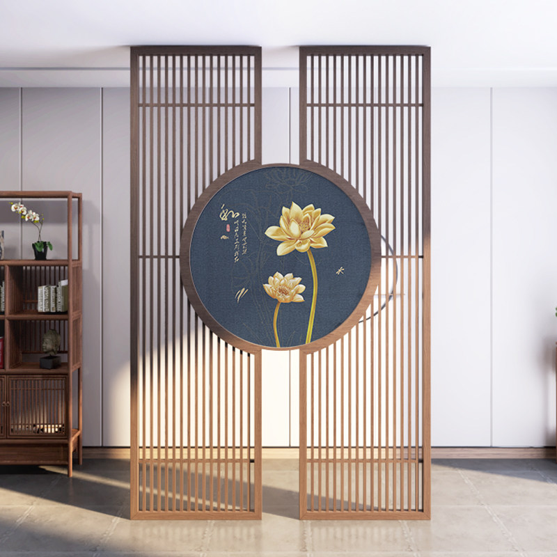 Entry to Xuankou Solid Grid New Chinese screen partition room restaurant hollow in door to block the seat screen partition wall