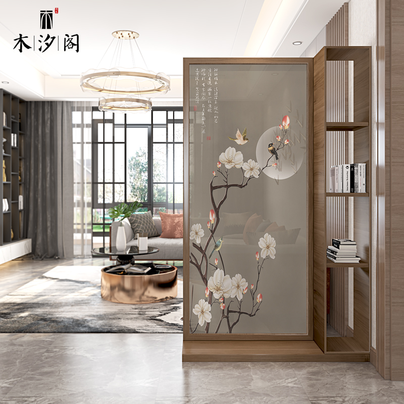 Living room partition cabinet New Chinese screen solid wood entry door cover decoration entrance shelter small house type