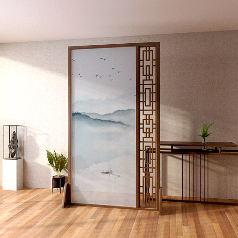 New Chinese screen partition living room entrance door blocking log bedroom blocking home office decoration hollow seat screen