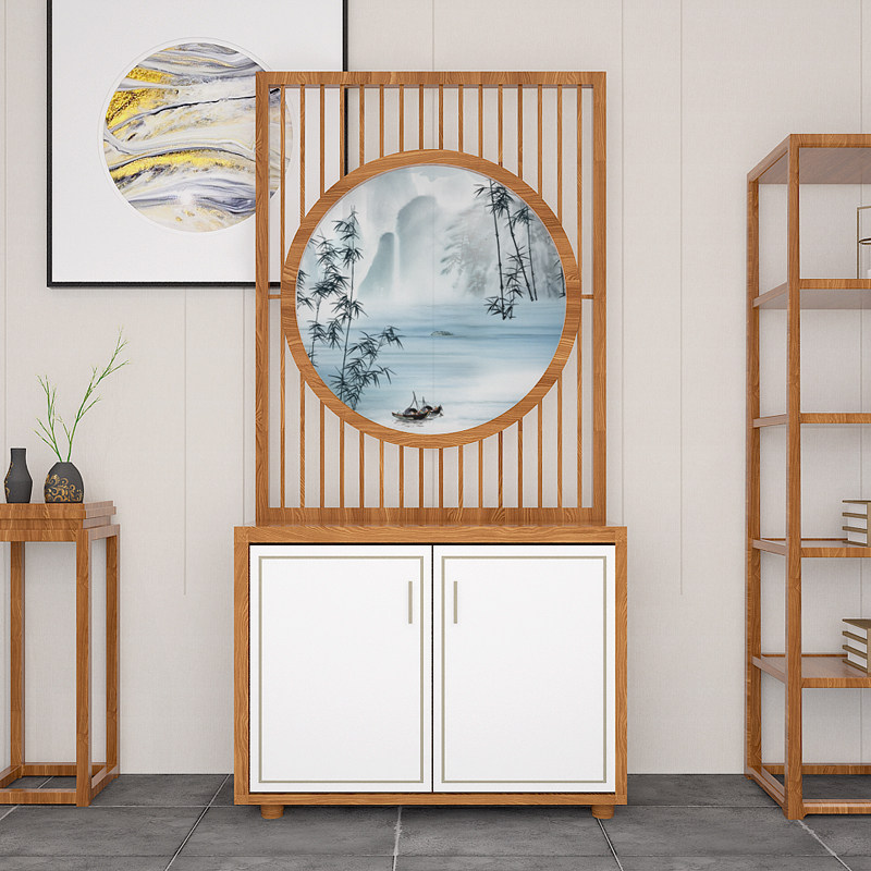 Living Room Cubicle Cabinet Solid Wood Grilles Entrance Door To Door Xuanguan Cabinet New Chinese Screen Leaning Against Wall Home Screen Decoration