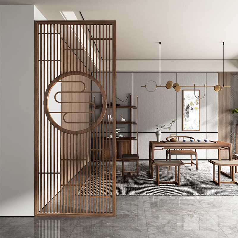 Entrance screen partition living room solid wood grille entry door to door opening door to block hollow office household seat screen