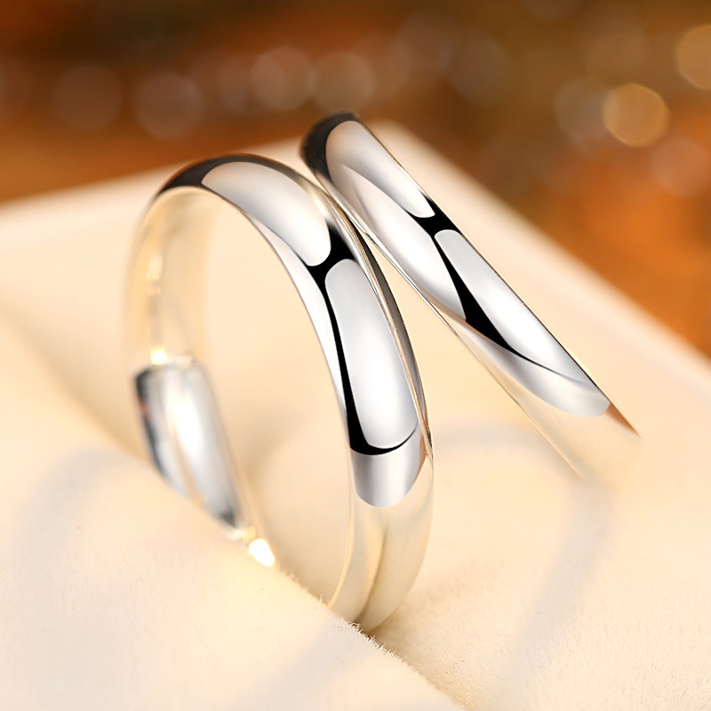 999 sterling silver couple ring female male fashion personality ins tide tail ring simple index finger ring ck small plain ring ring