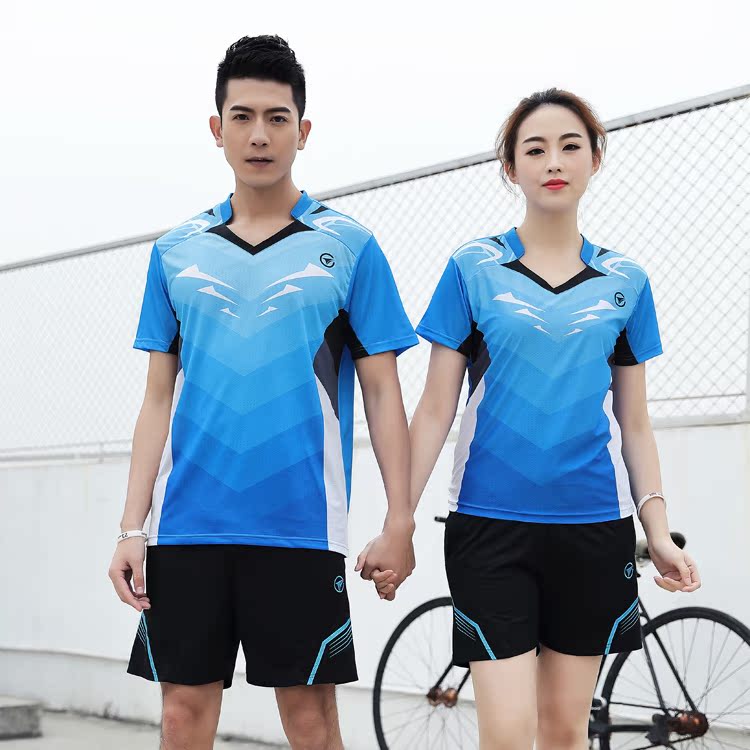 Blue short-sleeved volleyball suit Men's suit quick-drying breathable volleyball suit Culottes badminton suit training table tennis suit