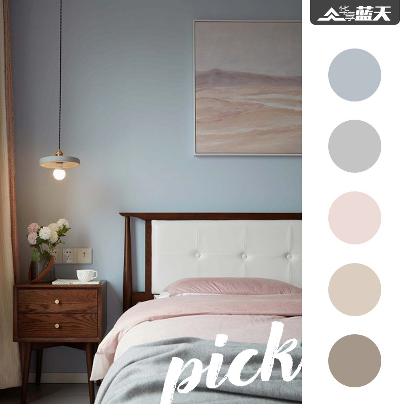 Morandi Silicon Algae Mud Foggy Blue Grey Blue Wall Paint Indoor Emulsion Paint Wall Paint Wall Paint Household Self-Brushed Paint