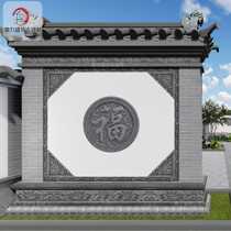 Round Fu character outdoor shadow wall brick carving relief cement antique photo wall pendant ancient building screen wall pendant