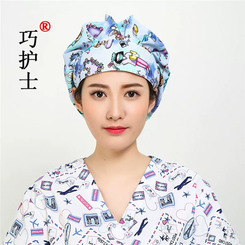 Ай-хи护士 Printing Surgery Hat Popular Female Doctor Development of Passing Towel Beautiful Dust Home Hat