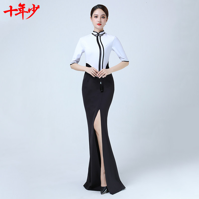 Ten years less improved cheongsam evening dress 2022 spring new elegant retro youthful high-end dress