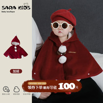 Baby cloak winter baby clothes velvet warm cloak jacket winter clothing fashionable childrens windproof hooded shawl