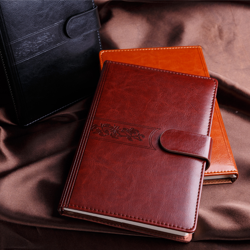 Buckle business office notebook leather work record thickened diary notebook custom printable logo