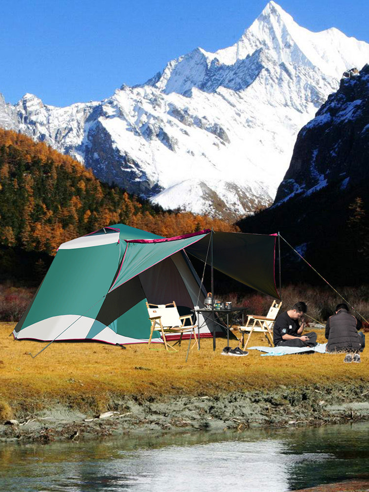 Tent Outdoor 3-4 People Automatic Black Glue Family Thickened Sunshade Camping Rainproof Outdoor Exquisite Camping Equipment