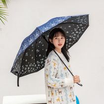 Sun umbrella female sunscreen sturdy large size ten bone thickened black rubber sunshade Ins wind sunny and rain dual-use fairy Umbrella
