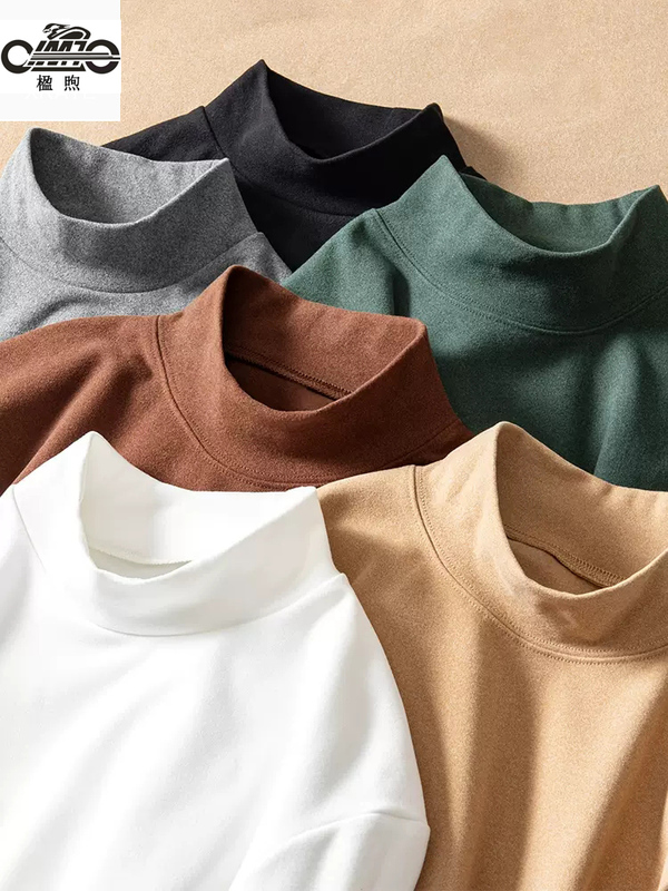 Half-Turtleneck Base Layer Shirt for Men and Women, Double-Sided Thermal Fabric, Mid-Neck Inner Wear, Autumn and Winter Thickened Long-Sleeve T-Shirt for Men Half-Turtleneck Base Layer Shirt for Men and Women, Double-Sided Thermal Fabric, Mid-Neck Inner Wear, Autumn and Winter Thickened Long-Sleeve T-Shirt for Men
