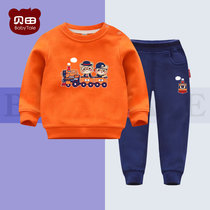 2021 Spring and Autumn New style Boys Spring Mens Treasure Sports Set Childrens Baby Spring Sweat Tide