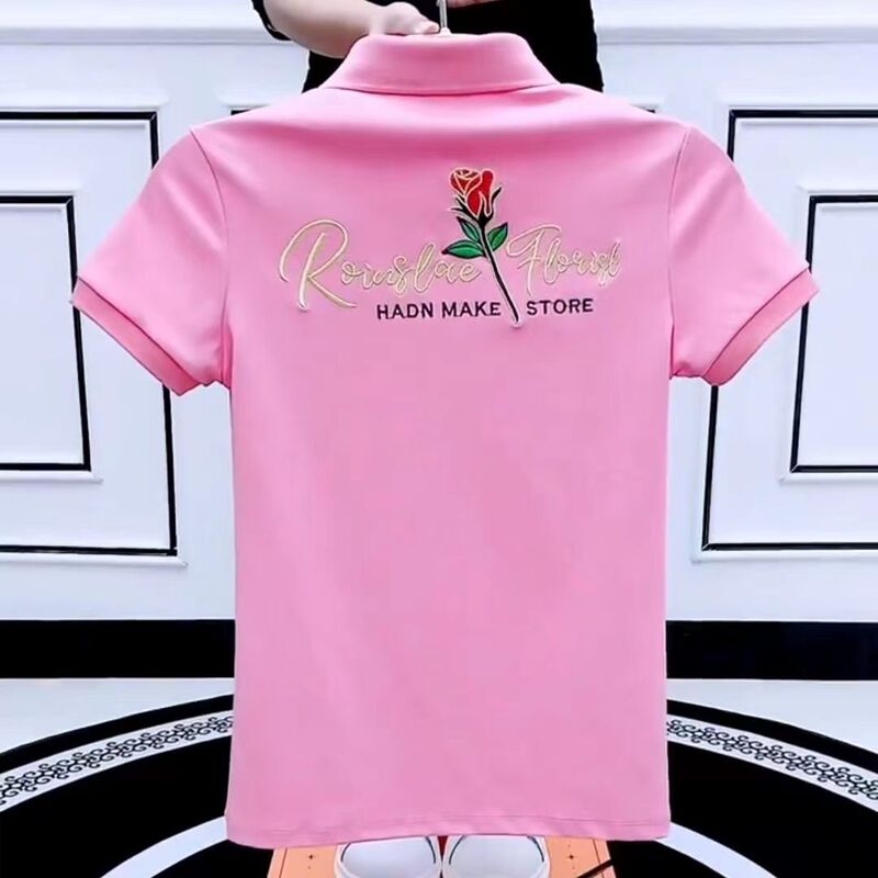Polo Shirt for Men 2026 Summer New Style Embroidered Rose Trendy Slim-Fit Short-Sleeve Trendy Young Men Half-Sleeve T-Shirt Polo Shirt for Men 2026 Summer New Style Embroidered Rose Trendy Slim-Fit Short-Sleeve Trendy Young Men Half-Sleeve T-Shirt