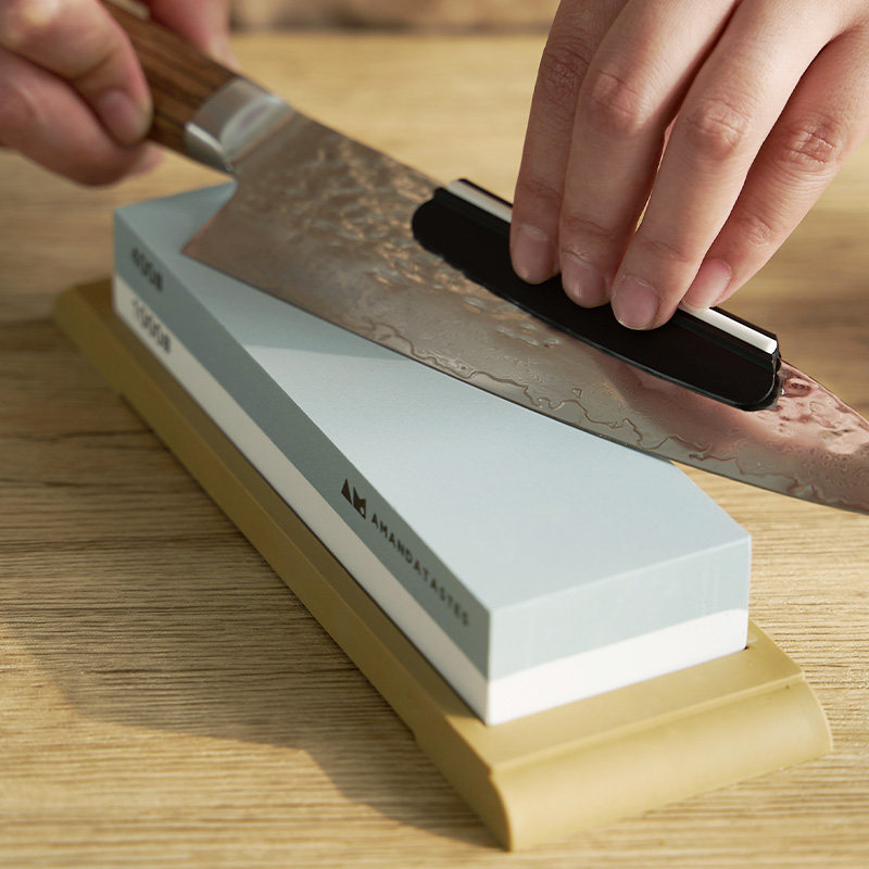 Manshi slow language white corundum professional double-sided sharpening stone 400 mesh 1000 mesh plus kitchen knife chef knife Dangshi