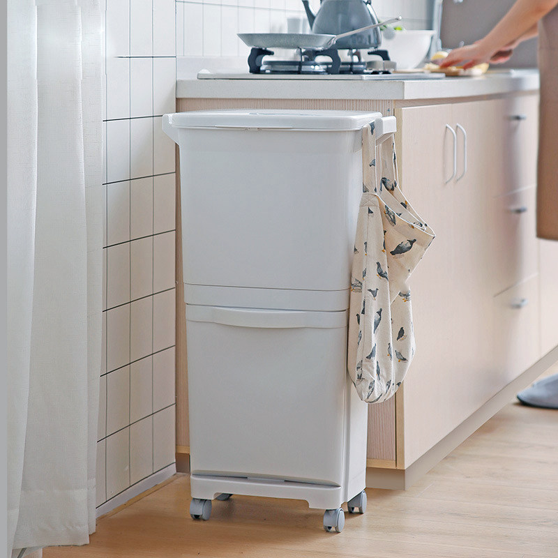 Maneat Slow Language RISU Japan Import Double-layer Seal Classification bin Kitchen Environmentally-friendly Rubbish containing box