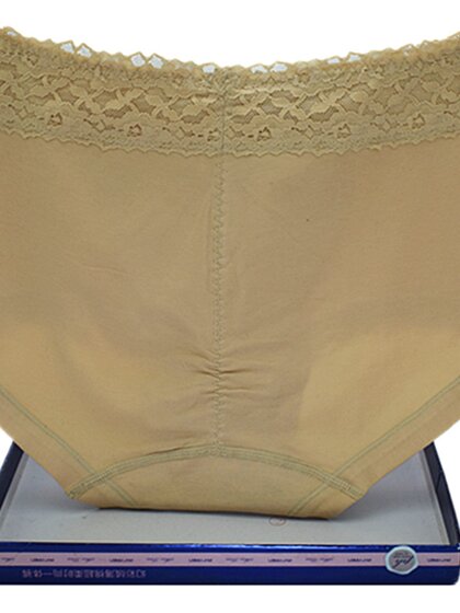 彩田内裤女有机棉全棉吸湿提臀收腹平脚美体蕾丝边30937纯色包臀