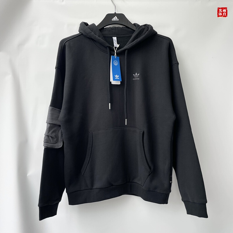 Guangyu Sports--Adidas Trefoil Men's Fleece-Lined Hooded Casual Sports Sweatshirt Pullover Ic8157