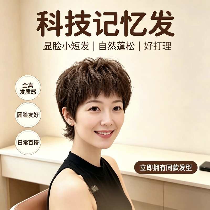 Middle-Aged and Elderly Women's Synthetic Hair Wig, Korean and Japanese Style Short Hair, Mixed Silk, Needle-Embroidered French Bangs, Naturally Fluffy Middle-Aged and Elderly Women's Synthetic Hair Wig, Korean and Japanese Style Short Hair, Mixed Silk, Needle-Embroidered French Bangs, Naturally Fluffy
