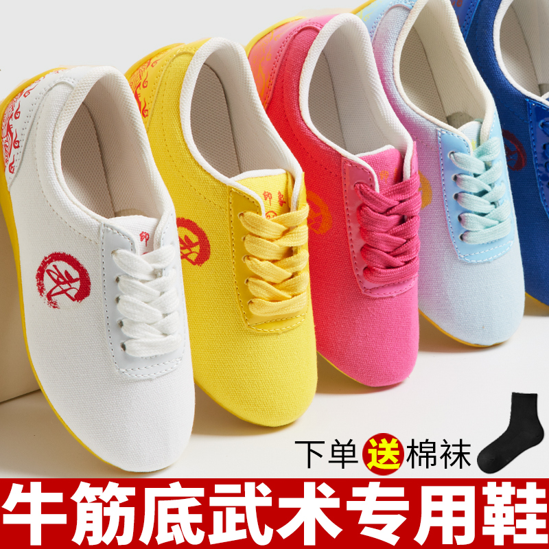 Martial Arts Shoes Martial Arts Special Shoes Children's Bull Gluten Bottom Canvas Tai Chi Practice Shoes Martial Arts Training Shoes Martial Impression