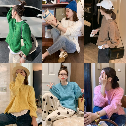 莉贝琳 Однотонный шерстяной свитер, круглый воротник