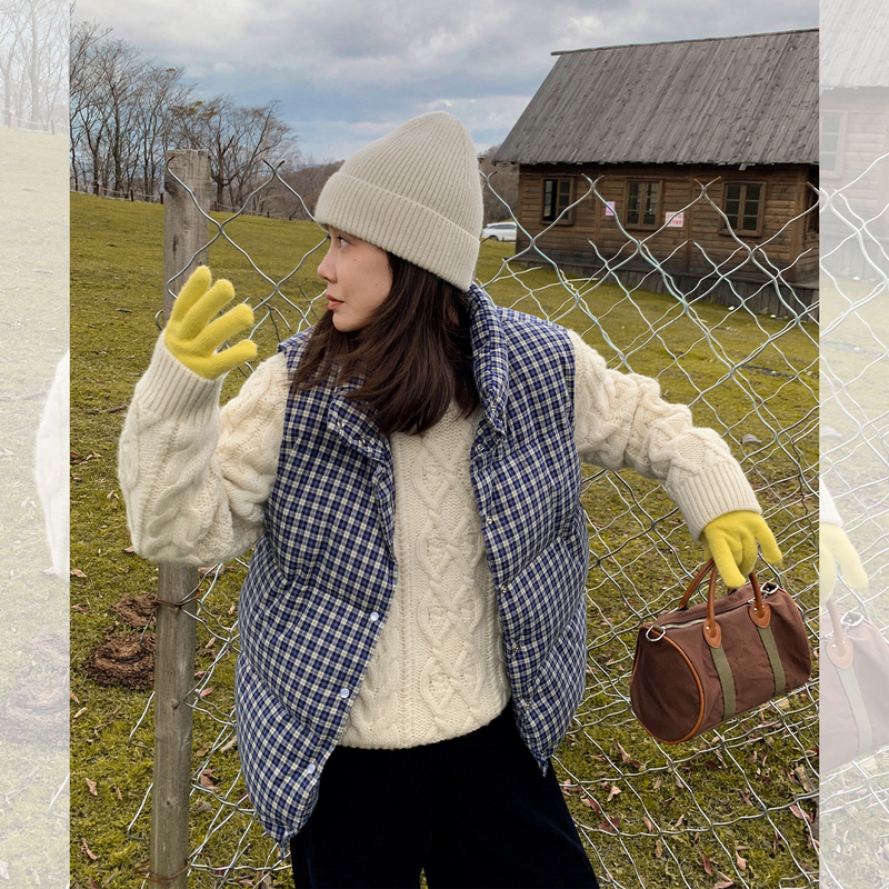Libelin Sisy down Vest for Women, 90% White Duck Down, Plaid Stand Collar, Versatile Short Jacket for Layering, 2025 New Model Libelin Sisy down Vest for Women, 90% White Duck Down, Plaid Stand Collar, Versatile Short Jacket for Layering, 2025 New Model