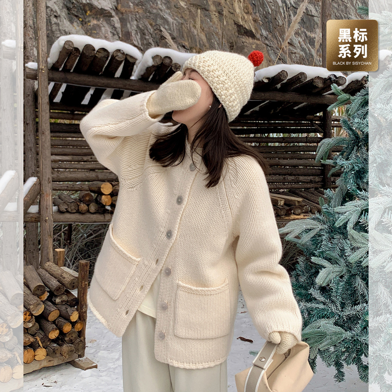 Libelin Sisy Black Label Knitted Cardigan Merino Wool Casual Loose Sweater Winter New Top for Women Libelin Sisy Black Label Knitted Cardigan Merino Wool Casual Loose Sweater Winter New Top for Women