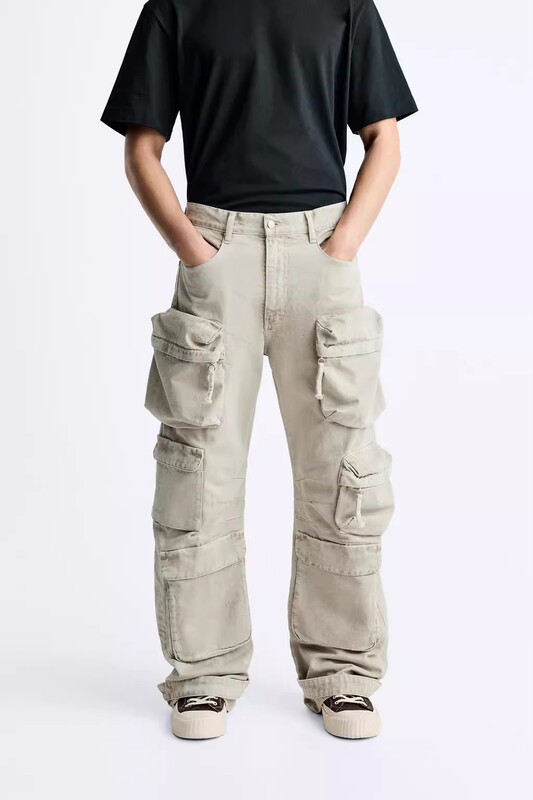 2024 Men's Multi-Pocket Decorated Loose Denim Casual Long Pants Cargo Pants 5575470 806