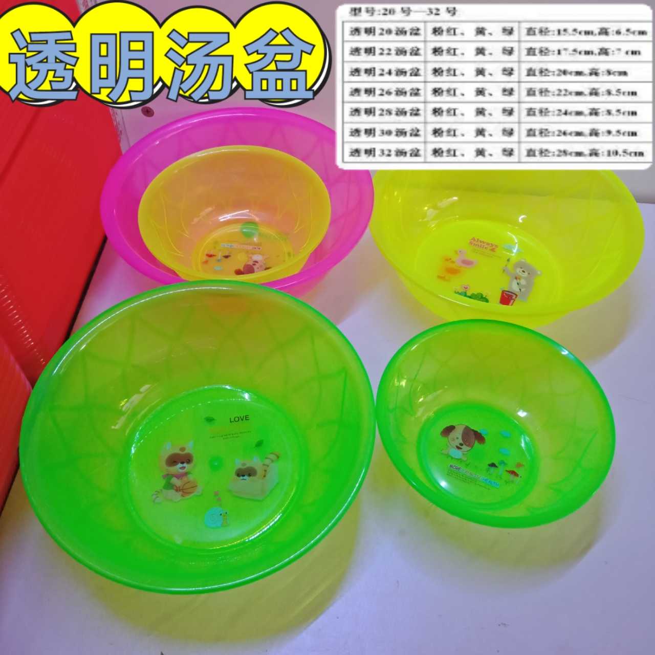 Plastic Basin Home Basin Gift Basin RMBtwo Supermarket Basin Wash Vegetable Basin Wash-Face Plastic Round Basin Minxing Transparent Fruit Basin 