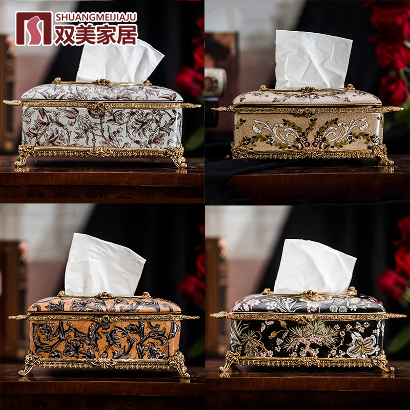 Shuangmei ceramic tissue box European black pastel decoration classical American toilet paper box club model room