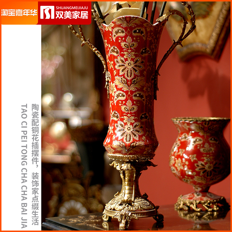 Double Beauty Home New Flower Inserts COLOR PAINTED DECORATION CERAMIC ACCESSORIES BRASS UPSCALE SOFT DECORATIONS LUXURIOUS CHEN SET HOTELS