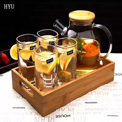 Household cold kettle glass bubble teapot heat-resistant cold white water cup juice cold kettle explosion-proof large capacity set