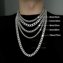 Titanium steel does not fall off color Cuban chain necklace male wave hip hop Advanced senses girls accessories lock bone chain sweater chain boys