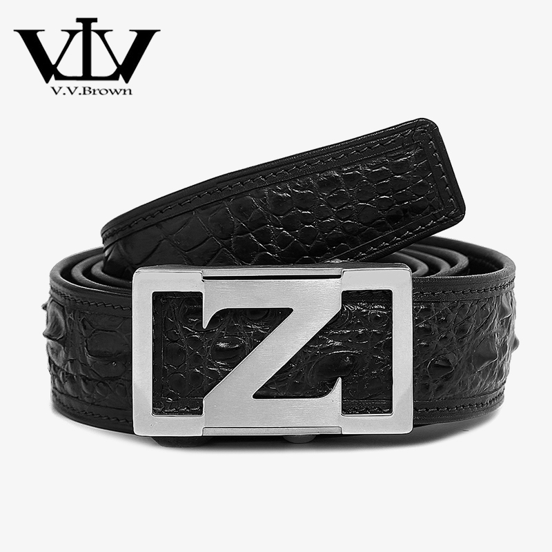 V V Brown men's belt of male genuine leather steel Z - character automatic buckle star of the same belt male