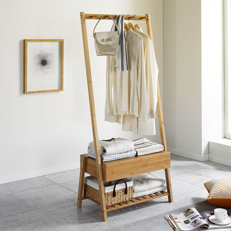 Hangers Floor-to-ceiling bedroom bed head storage hangers with drawers Multi-functional solid wood small net red household coat rack