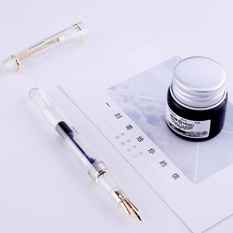 HERO hero brand fountain pen high-value transparent color ink pen gift box children's beginner gift gifts for students for boys and girls to practice calligraphy can change the ink sac lettering official store