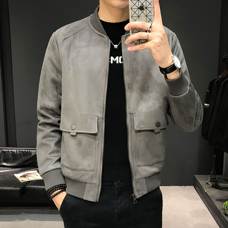 Jacket men's 2022 spring new Korean version of the trend of self-cultivation spring men's suede jacket jacket jacket men