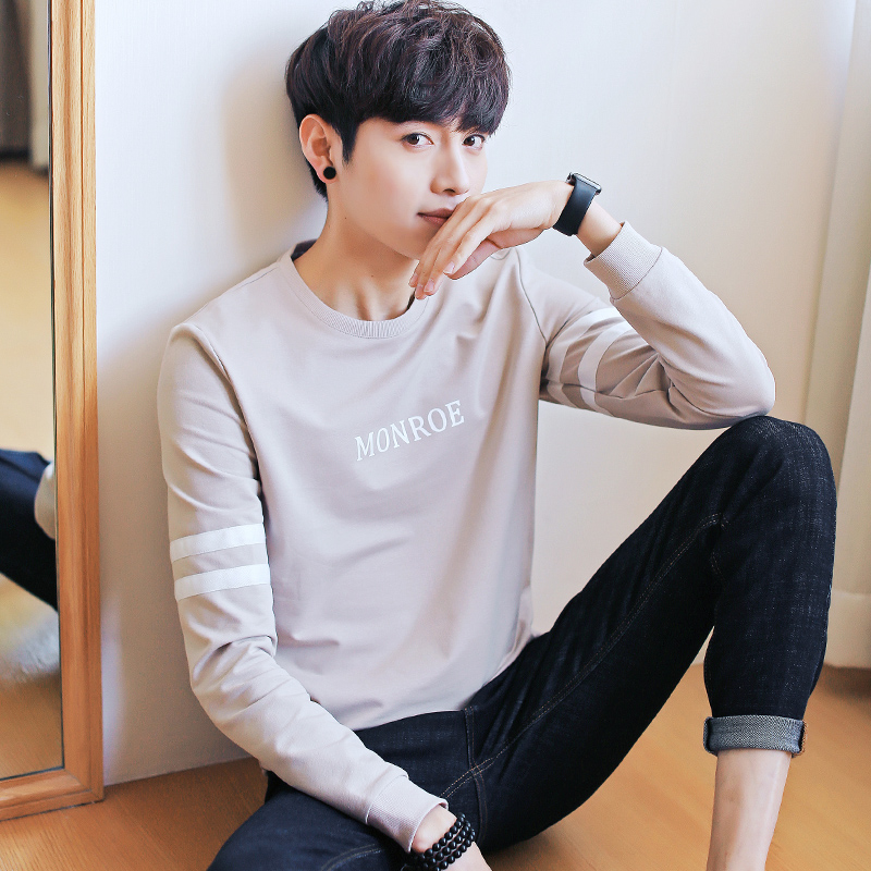 Men's clothing spring clothing 2022 new youth long sleeves T-shirt Han version thin section casual thick cotton men's spring and autumn clothes trend