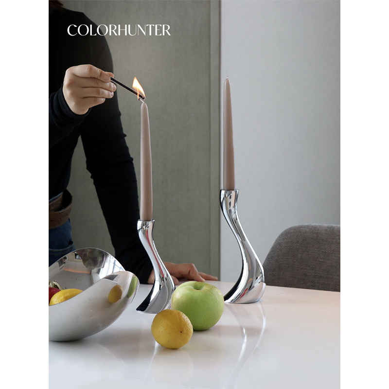 COLORHUNTER BRIEF MODERN METAL CANDLEHOLDER PENDULUM Romantic Table for Decorative Silver Waxed Candle Holder-Taobao