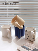 Nordic Ins Mark Cup Retro Minimalist Ceramic Hand Knead Chubby Ink Lovers Cup Large Capacity Water Cup Coffee Cup