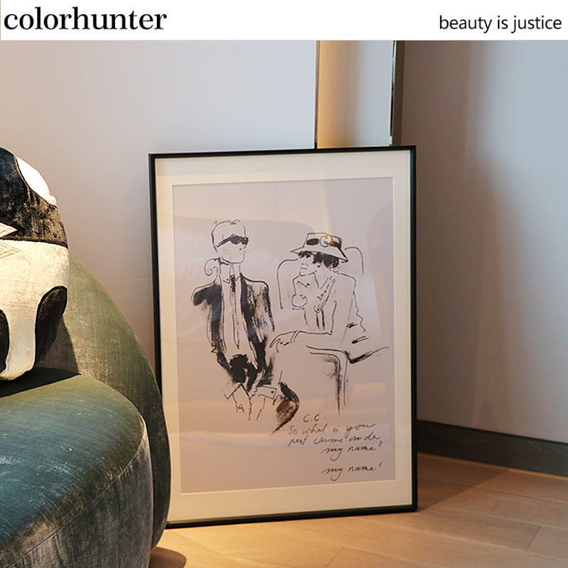 Classic small incense decoration painting black and white hand painted wind hanging painting modern commercial wall art poster ins living room hanging painting 