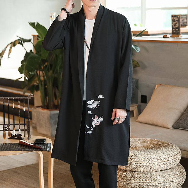 Spring Summer Cotton Hemp Tang Loaded gown with a long version of coat retro male Chinese linen meditation for long gowns The Beatles The Beatles