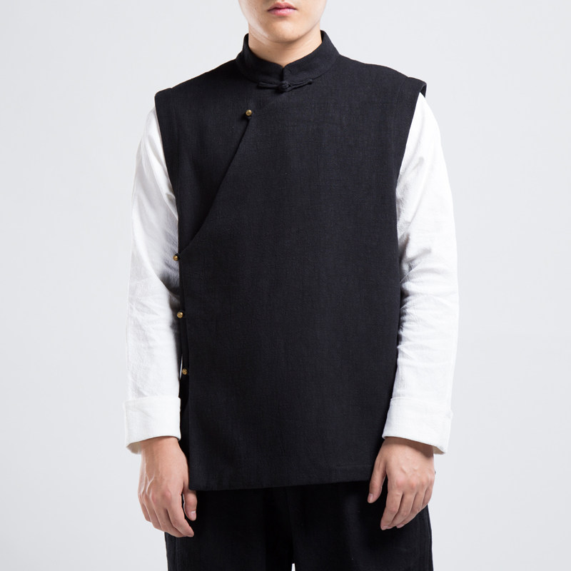 Winter Plus Sumpsuit Cotton Linen Chia China China Wind Men's Clothing Chinese Mandarin Vest Pan Buttoned Tang Clothing Kan Shoulder China Clothing-Taobao