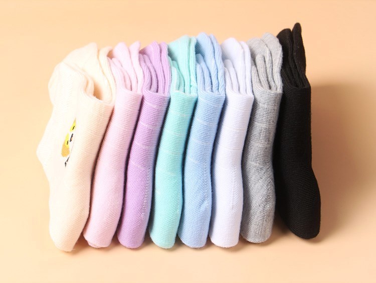 Mùa hè ống thấm mồ hôi rắn màu vớ tuần hoạt hình nữ vớ cotton trung học vớ vớ vớ thuyền bé gái vớ hàng tuần